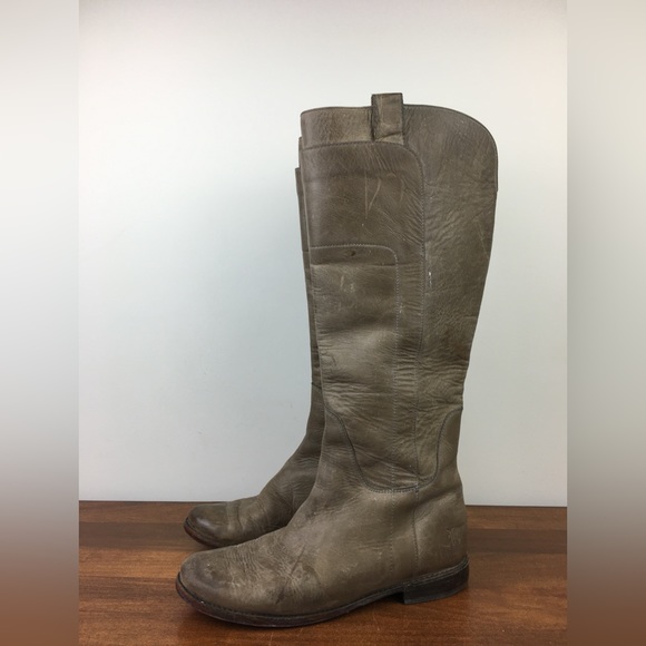 Frye Shoes - Frye Paige Tall Riding Boots Womens 8.5B Distressed Leather Gray Knee High 77534